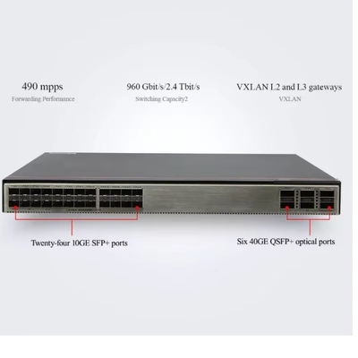 HUAWEI سوئیچ ثابت S6730-S24X6Q 24 پورت SFP+ 10GE، پورت QSFP 6 40GE 10 گیگابیت 1U AC 600w: حداکثر 8A DC