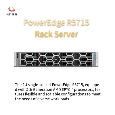 PowerEdge R5715 سرور تک سوکت 2U توسط پردازنده های AMD EPYC نسل پنجم پشتیبانی می شود